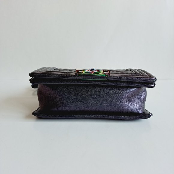 Chanel Purple Iridescent Quilted Leather Small Boy Flap Shoulder Bag - Picture 15 of 16